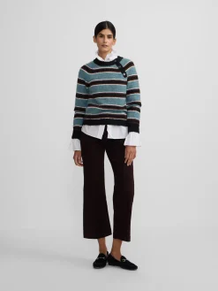 Silbon Punto-Jersey botones rayas azul y negro Azul marino