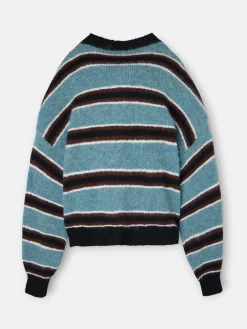 Silbon Punto-Jersey botones rayas azul y negro Azul marino