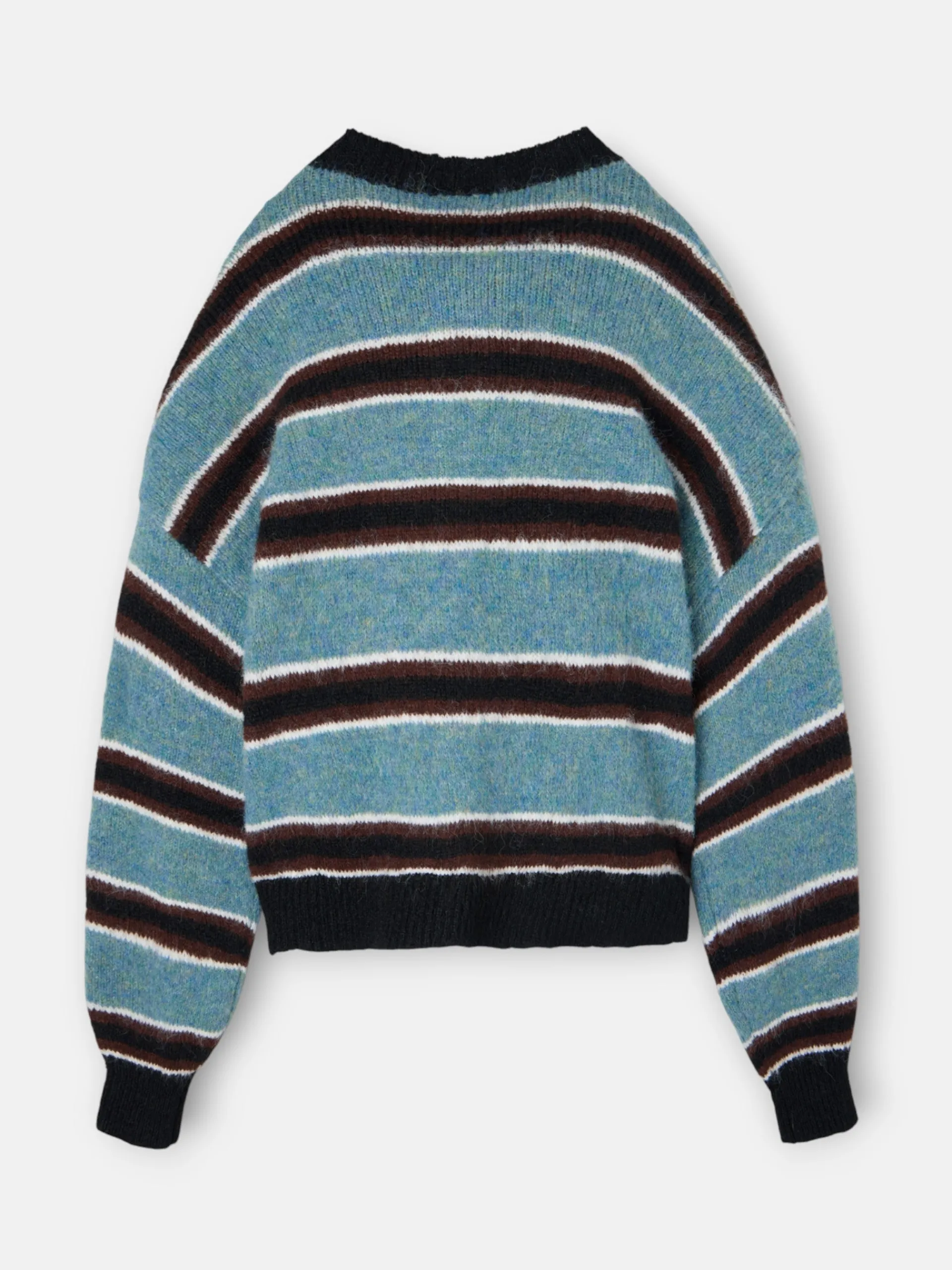 Silbon Punto-Jersey botones rayas azul y negro Azul marino