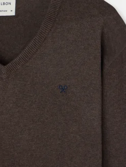 Silbon Smart Casual·Jerséis Y Cárdigan-Jersey classic cuello pico Marron
