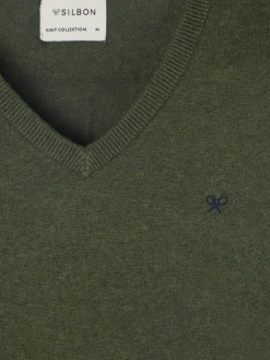 Silbon Smart Casual·Jerséis Y Cárdigan-Jersey classic cuello pico Verde