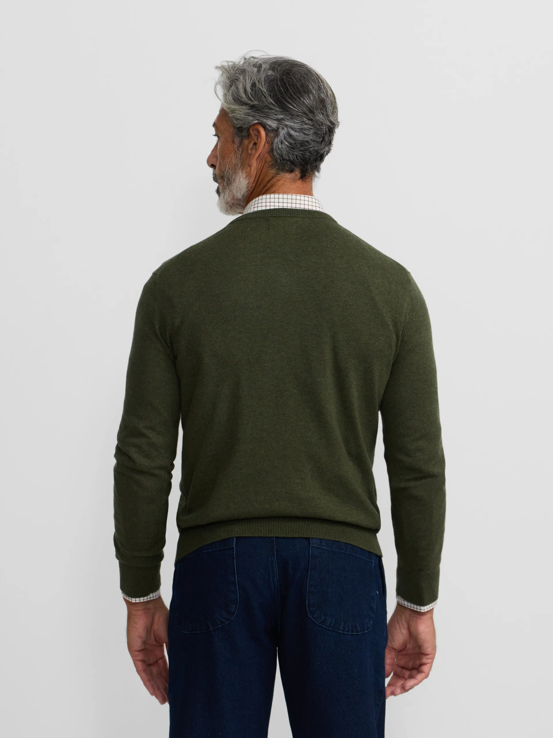 Silbon Smart Casual·Jerséis Y Cárdigan-Jersey classic cuello pico Verde