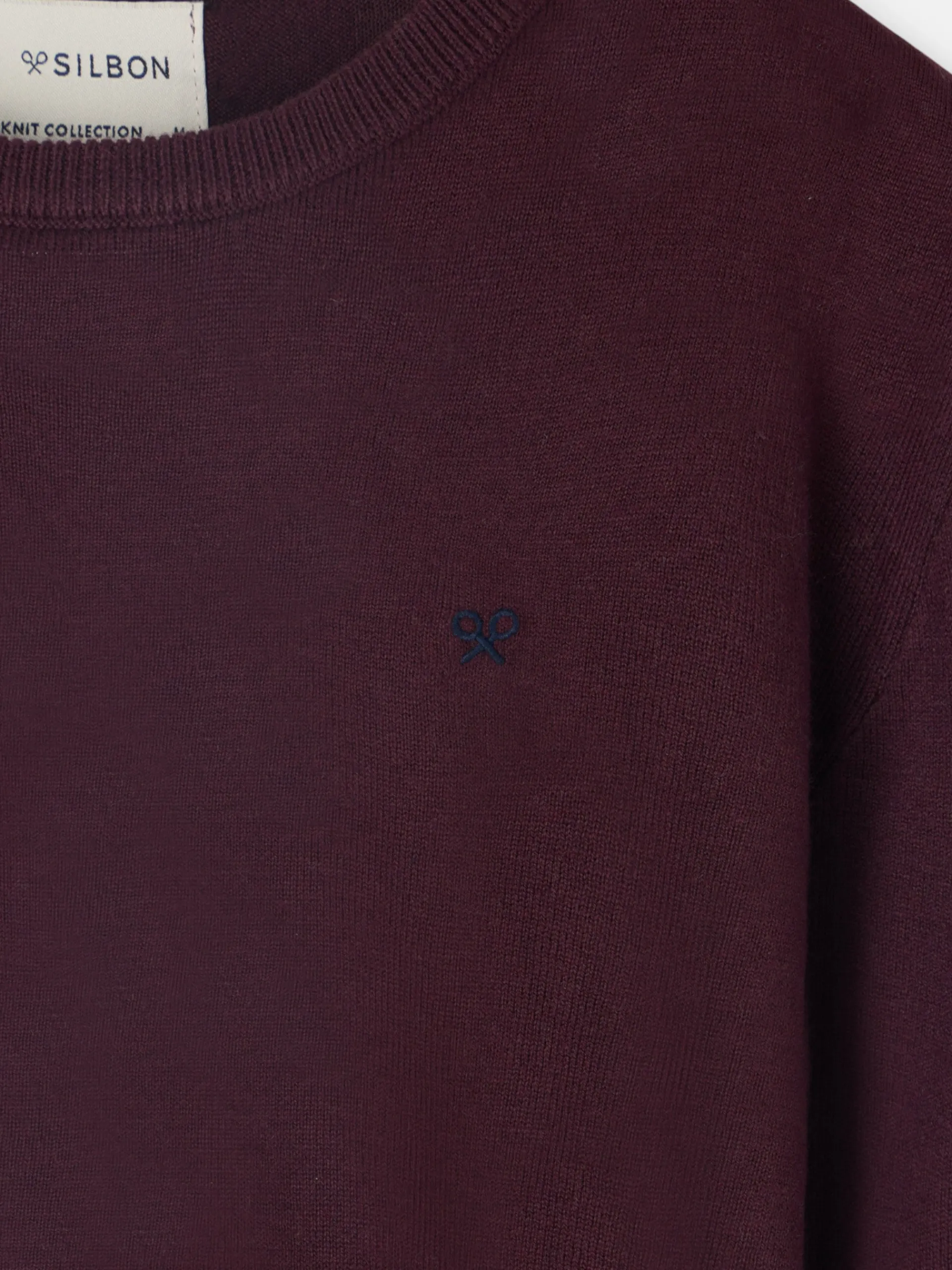 Silbon Smart Casual·Jerséis Y Cárdigan-Jersey classic cuello redondo oscuro Burdeos