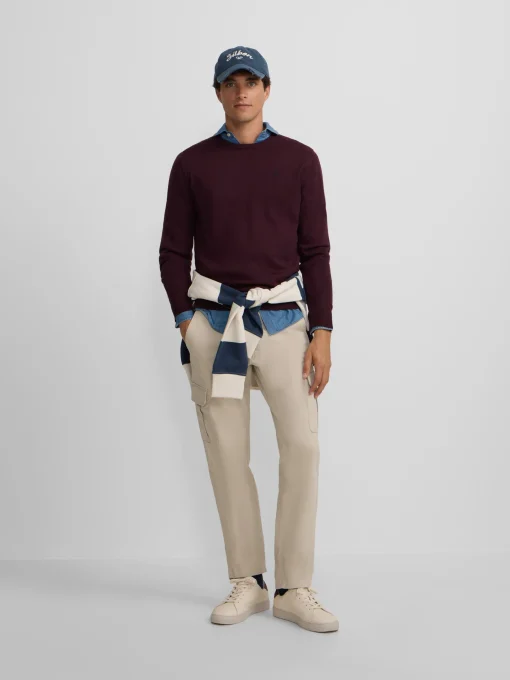 Silbon Smart Casual·Jerséis Y Cárdigan-Jersey classic cuello redondo oscuro Burdeos