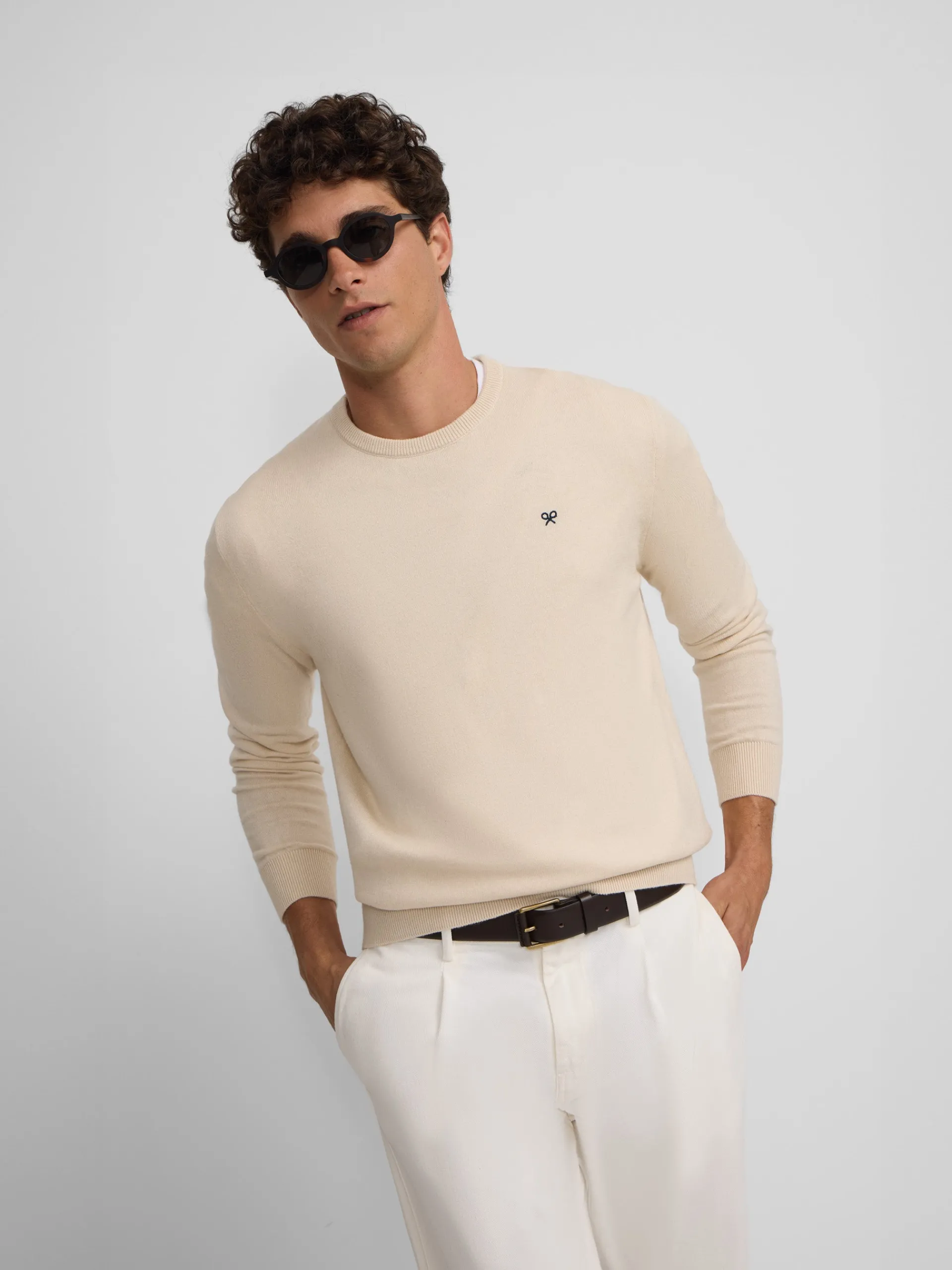 Silbon Smart Casual·Jerséis Y Cárdigan-Jersey classic cuello redondo beige claro Beige claro