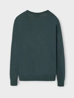 Silbon Smart Casual·Jerséis Y Cárdigan-Jersey cuello pico retro verde oscuro Verde&nbsp;oscuro