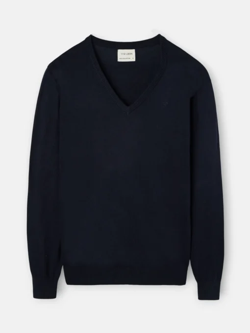 Silbon Smart Casual·Jerséis Y Cárdigan-Jersey cuello pico retro azul marino Azul marino