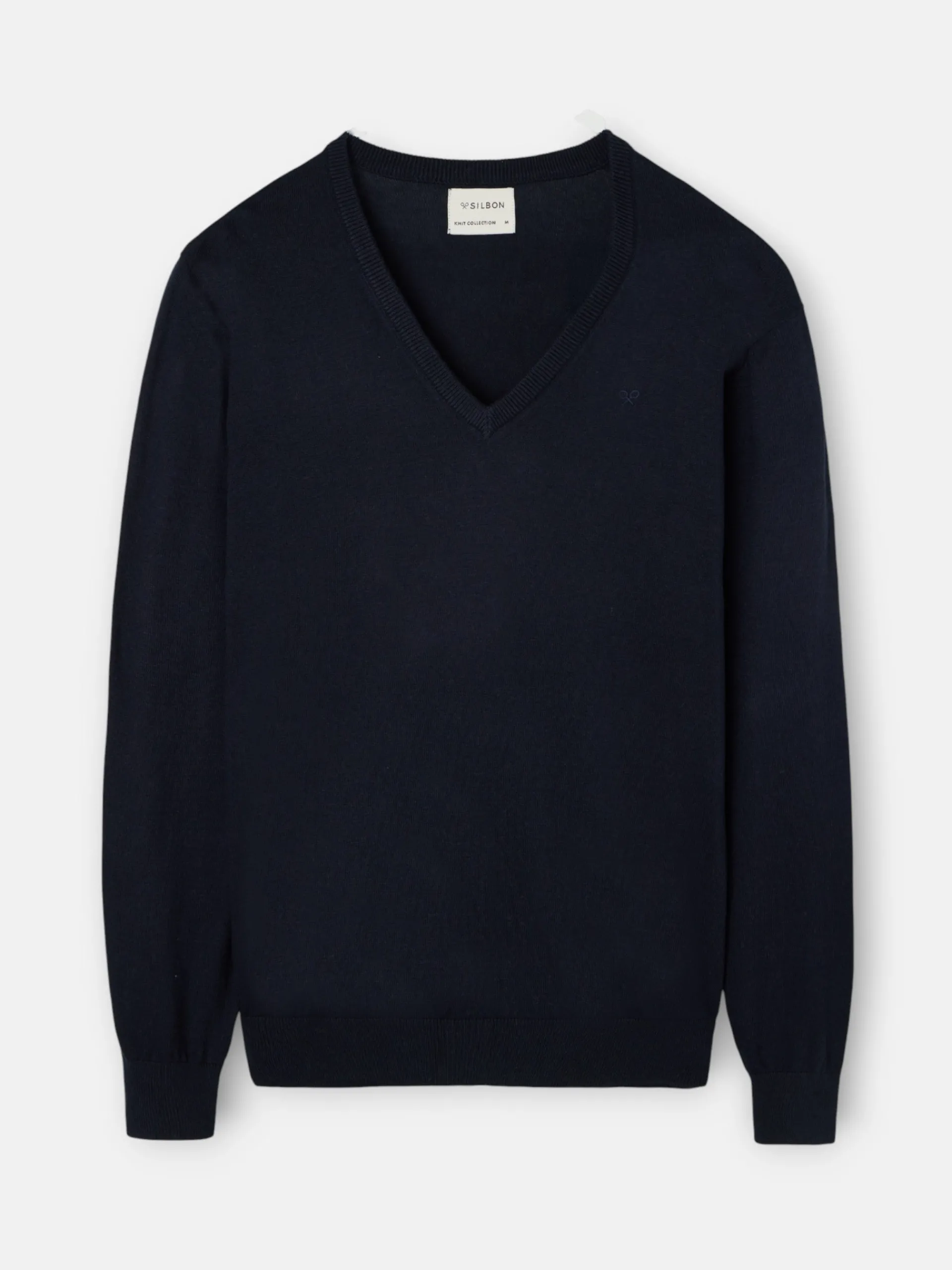 Silbon Smart Casual·Jerséis Y Cárdigan-Jersey cuello pico retro azul marino Azul marino