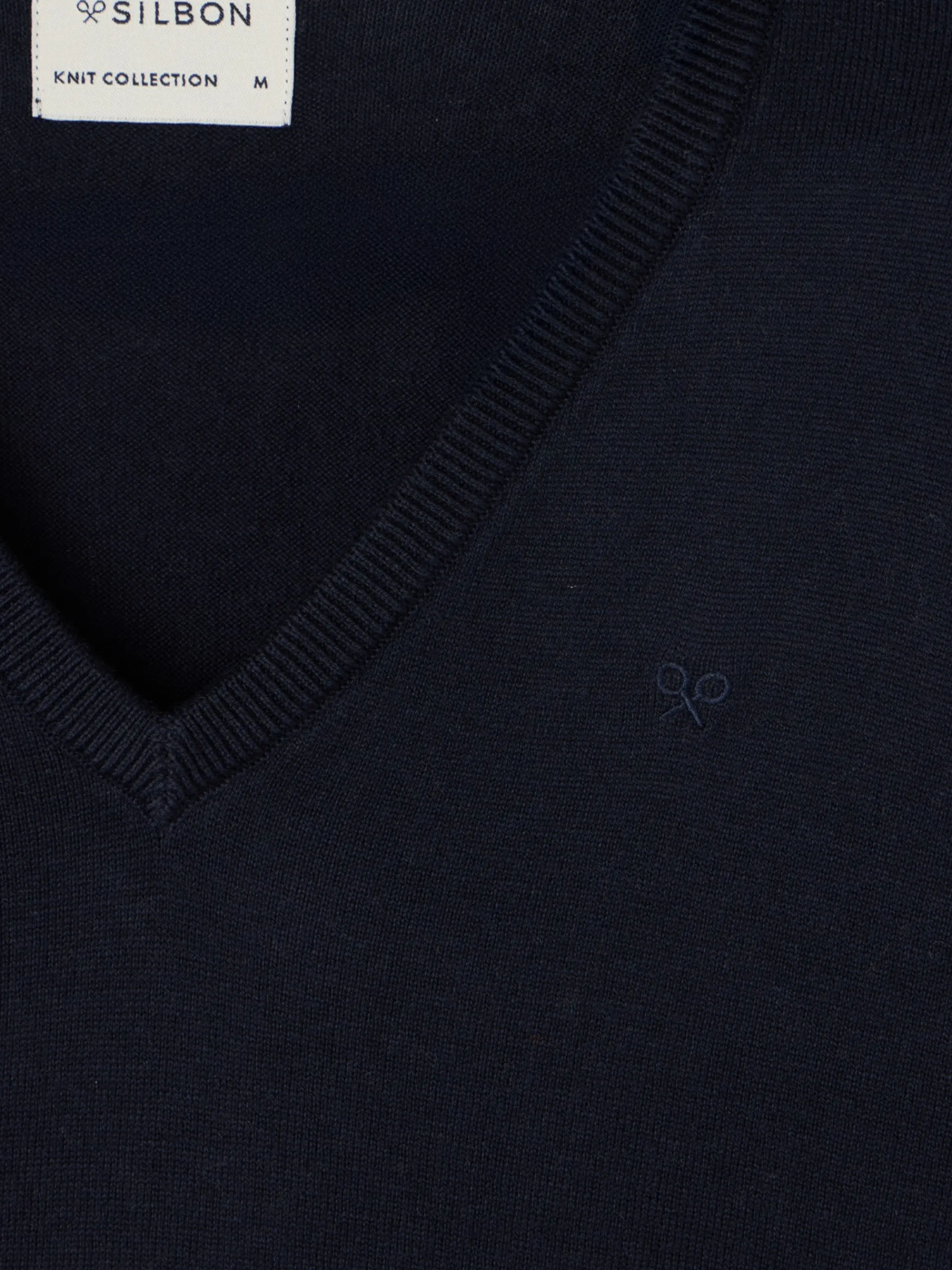 Silbon Smart Casual·Jerséis Y Cárdigan-Jersey cuello pico retro azul marino Azul marino