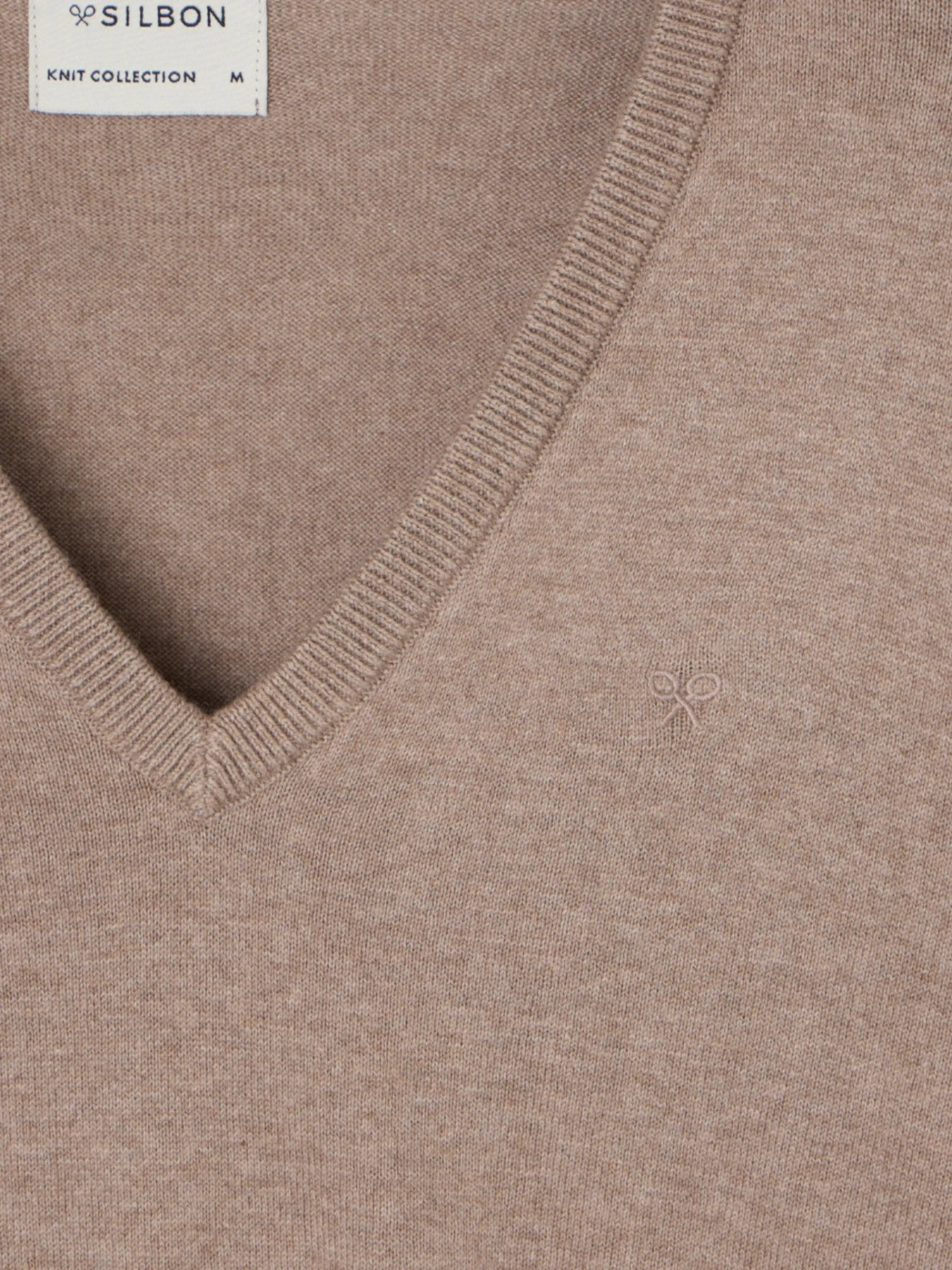 Silbon Smart Casual·Jerséis Y Cárdigan-Jersey cuello pico retro claro Marron