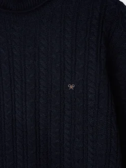 Silbon Smart Casual·Jerséis Y Cárdigan-Jersey cuello vuelto de ochos azul marino Azul marino