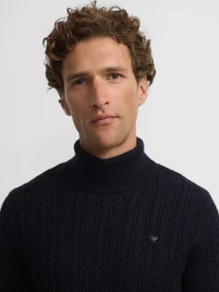 Silbon Smart Casual·Jerséis Y Cárdigan-Jersey cuello vuelto de ochos azul marino Azul marino