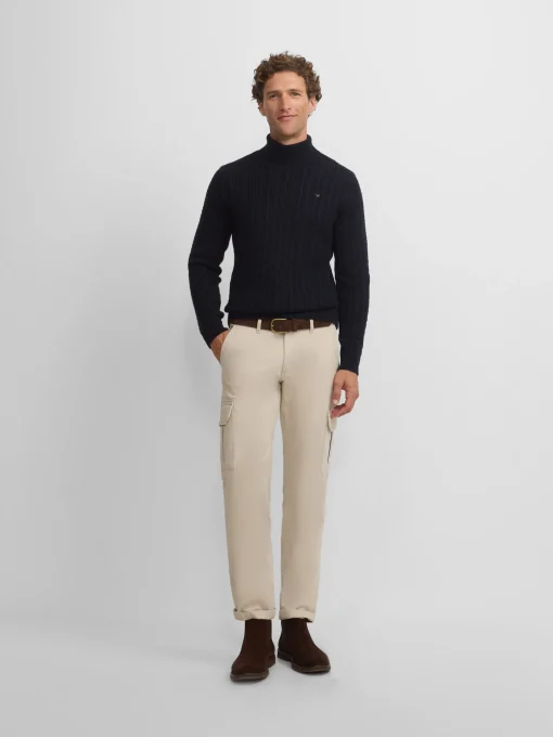 Silbon Smart Casual·Jerséis Y Cárdigan-Jersey cuello vuelto de ochos azul marino Azul marino