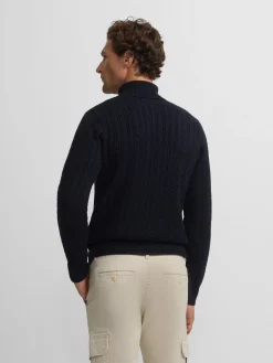 Silbon Smart Casual·Jerséis Y Cárdigan-Jersey cuello vuelto de ochos azul marino Azul marino