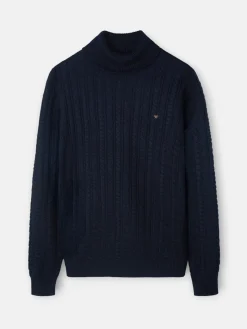 Silbon Smart Casual·Jerséis Y Cárdigan-Jersey cuello vuelto de ochos azul marino Azul marino