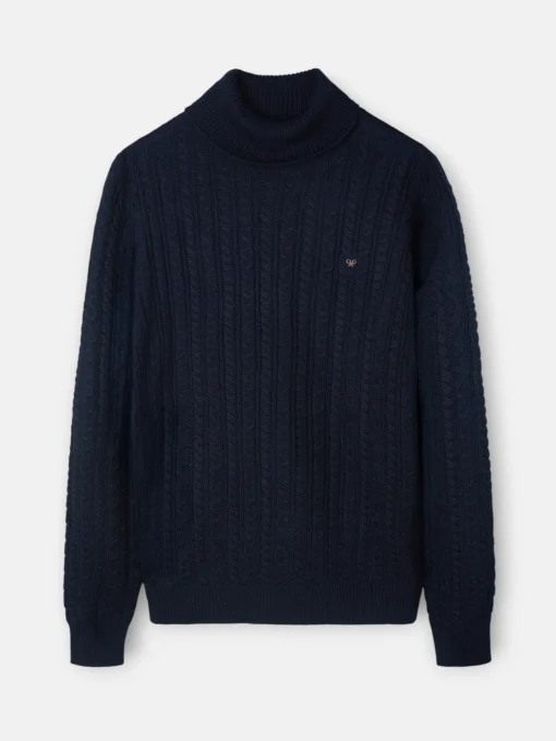 Silbon Smart Casual·Jerséis Y Cárdigan-Jersey cuello vuelto de ochos azul marino Azul marino