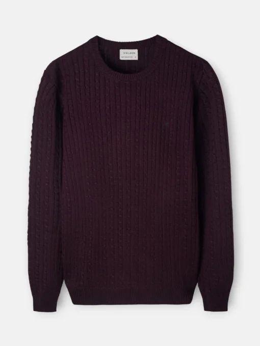 Silbon Smart Casual·Jerséis Y Cárdigan-Jersey de ochos clasico Burdeos