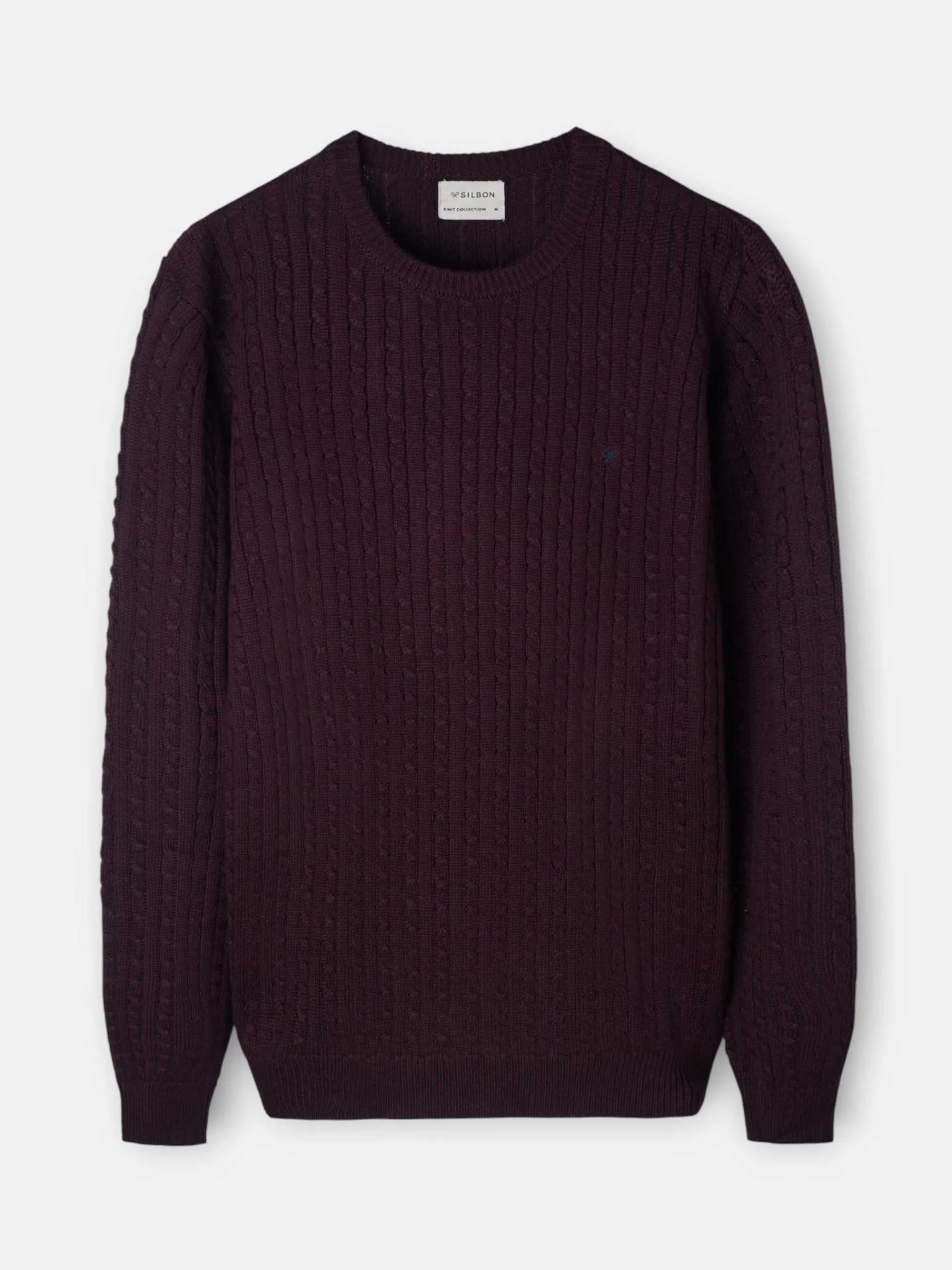 Silbon Smart Casual·Jerséis Y Cárdigan-Jersey de ochos clasico Burdeos