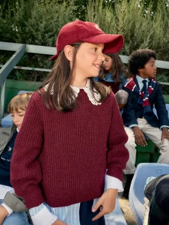 Silbon Exterior Y Punto-Jersey girl punto cuello bobo Burdeos