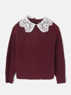 Silbon Exterior Y Punto-Jersey girl punto cuello bobo Burdeos