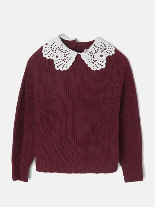 Silbon Exterior Y Punto-Jersey girl punto cuello bobo Burdeos
