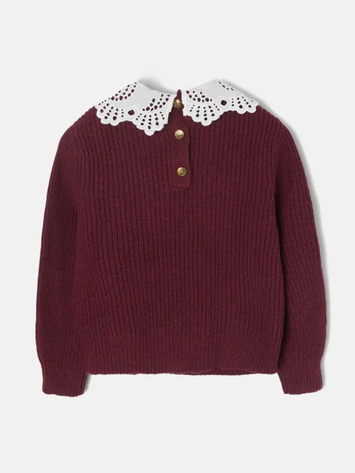 Silbon Exterior Y Punto-Jersey girl punto cuello bobo Burdeos