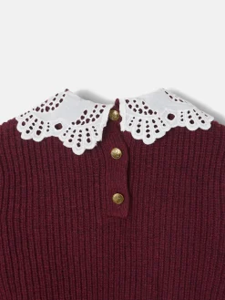 Silbon Exterior Y Punto-Jersey girl punto cuello bobo Burdeos