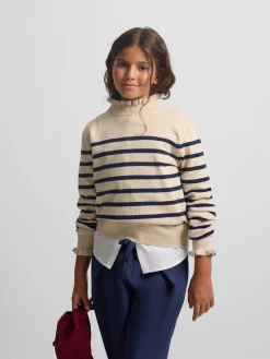 Silbon Exterior Y Punto-Jersey girl punto rayas marino Azul marino