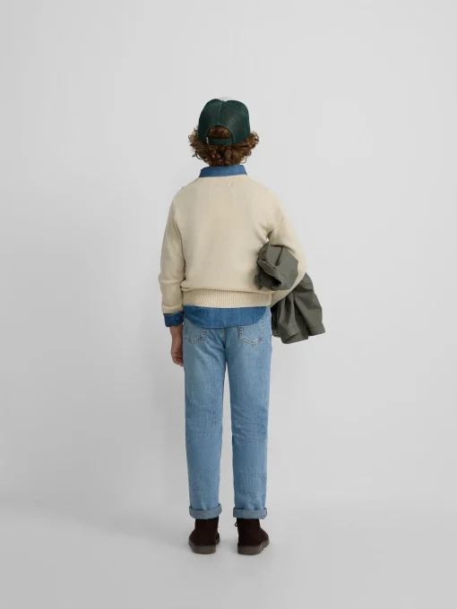 Silbon Jerséis-Jersey kids liso botones Beige