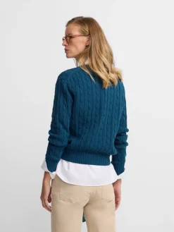 Silbon Punto-Jersey punto cuello pico Verde