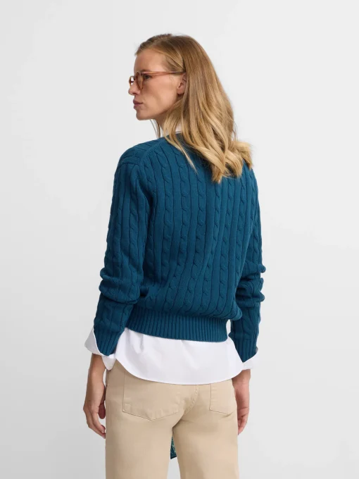 Silbon Punto-Jersey punto cuello pico Verde