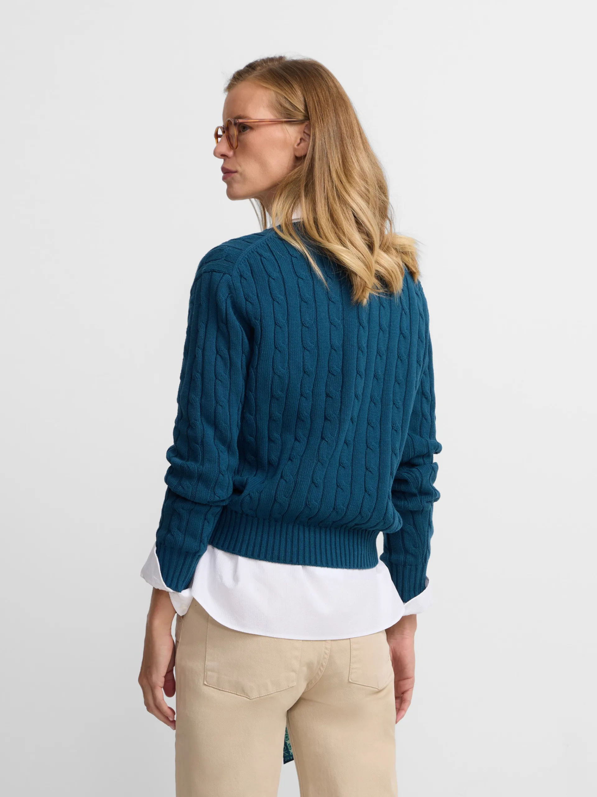 Silbon Punto-Jersey punto cuello pico Verde