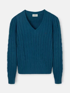 Silbon Punto-Jersey punto cuello pico Verde