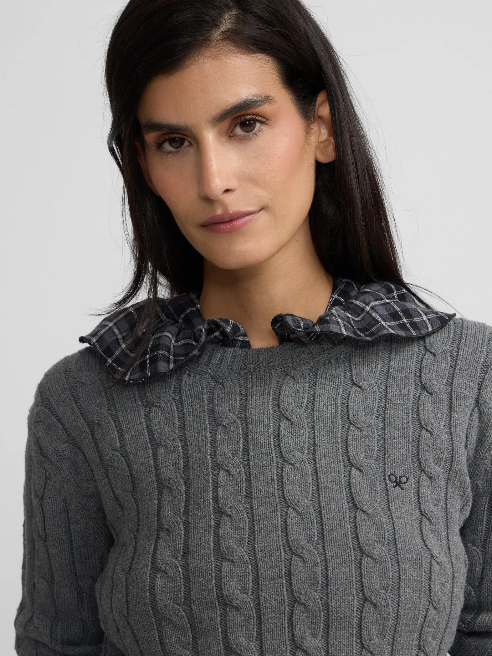 Silbon Punto-Jersey punto ochos Gris