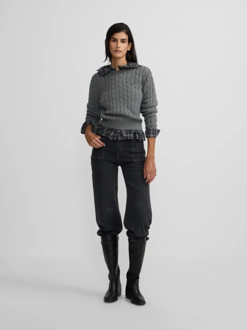 Silbon Punto-Jersey punto ochos Gris