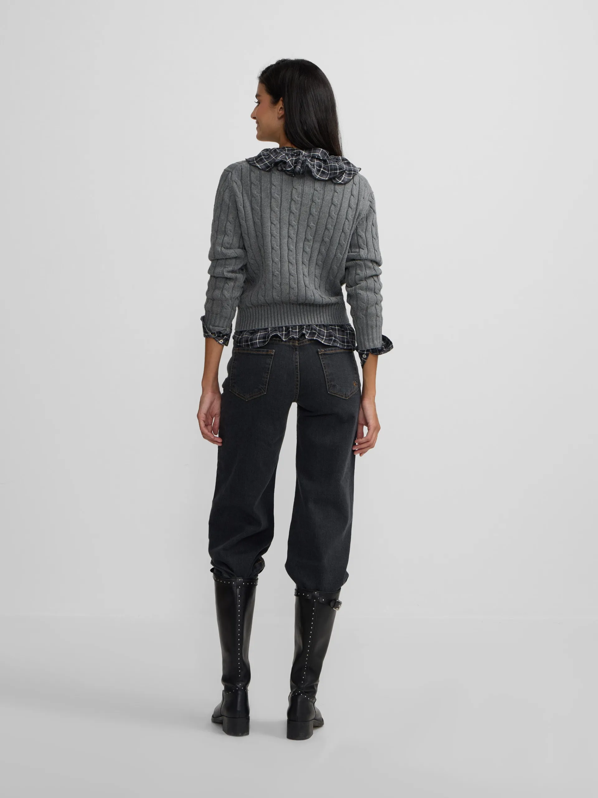 Silbon Punto-Jersey punto ochos Gris