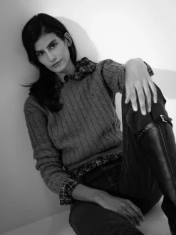 Silbon Punto-Jersey punto ochos Gris