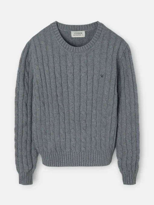 Silbon Punto-Jersey punto ochos Gris