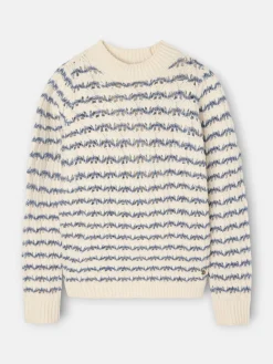 Silbon Punto-Jersey rayas lurex azul y blanco Crudo