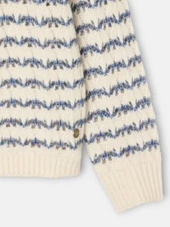 Silbon Punto-Jersey rayas lurex azul y blanco Crudo