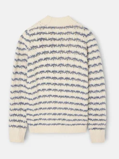 Silbon Punto-Jersey rayas lurex azul y blanco Crudo