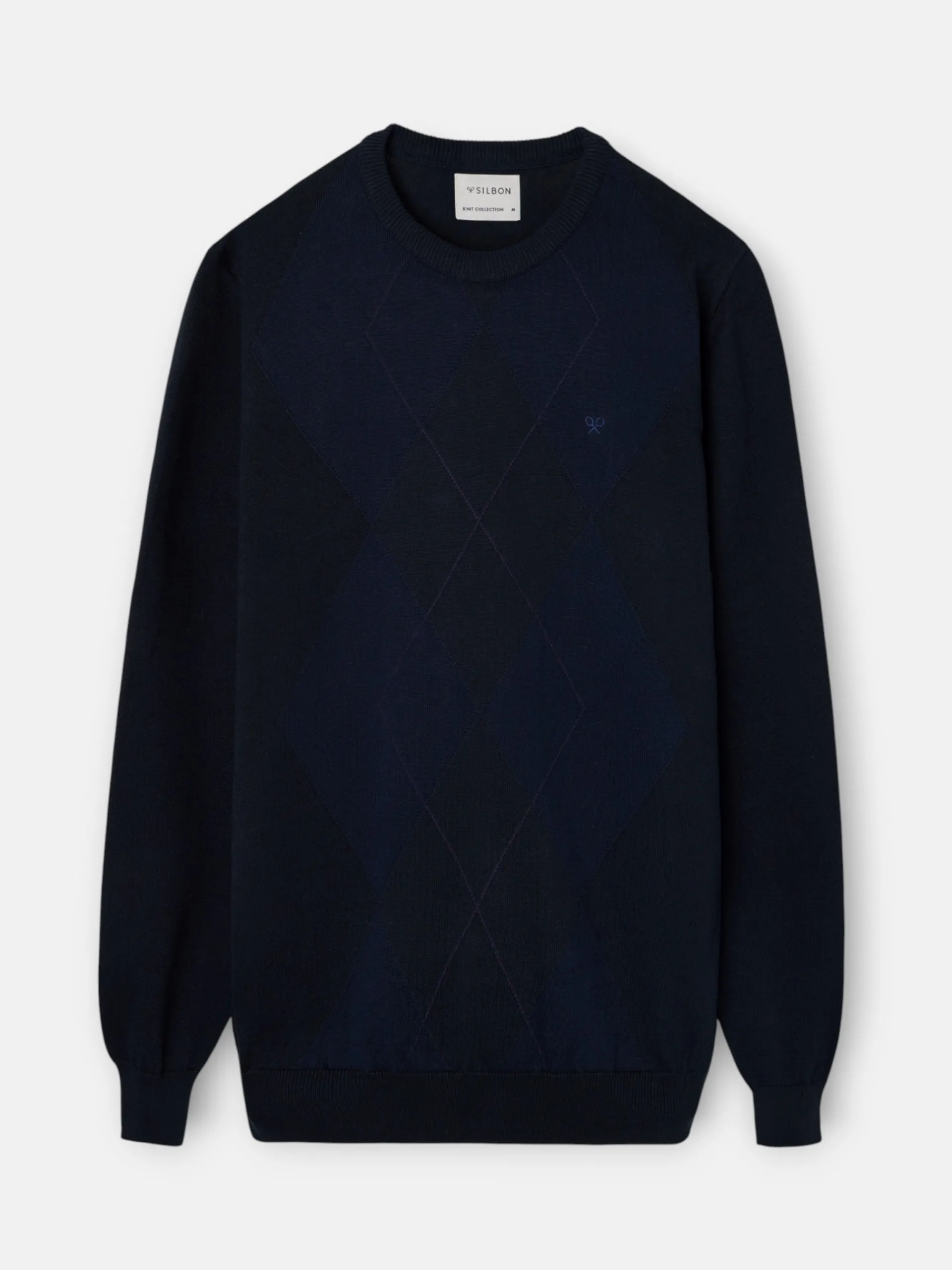 Silbon Smart Casual·Jerséis Y Cárdigan-Jersey retro rombos azul marino Azul marino