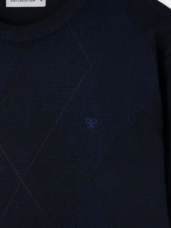 Silbon Smart Casual·Jerséis Y Cárdigan-Jersey retro rombos azul marino Azul marino