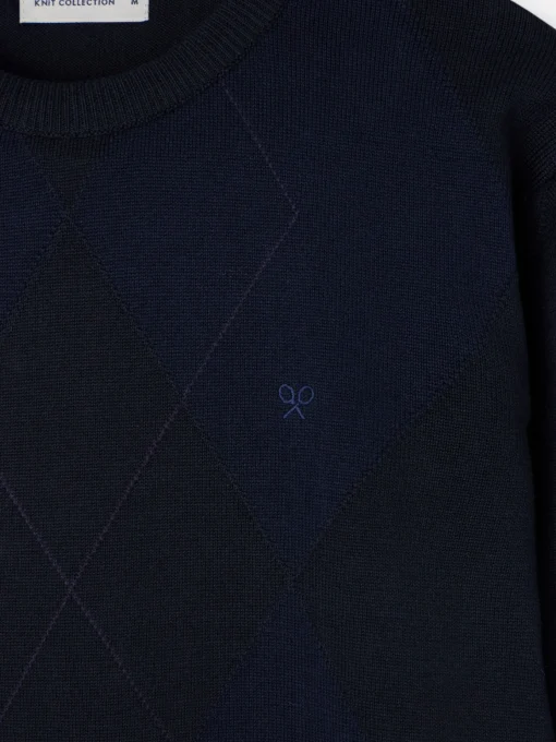 Silbon Smart Casual·Jerséis Y Cárdigan-Jersey retro rombos azul marino Azul marino