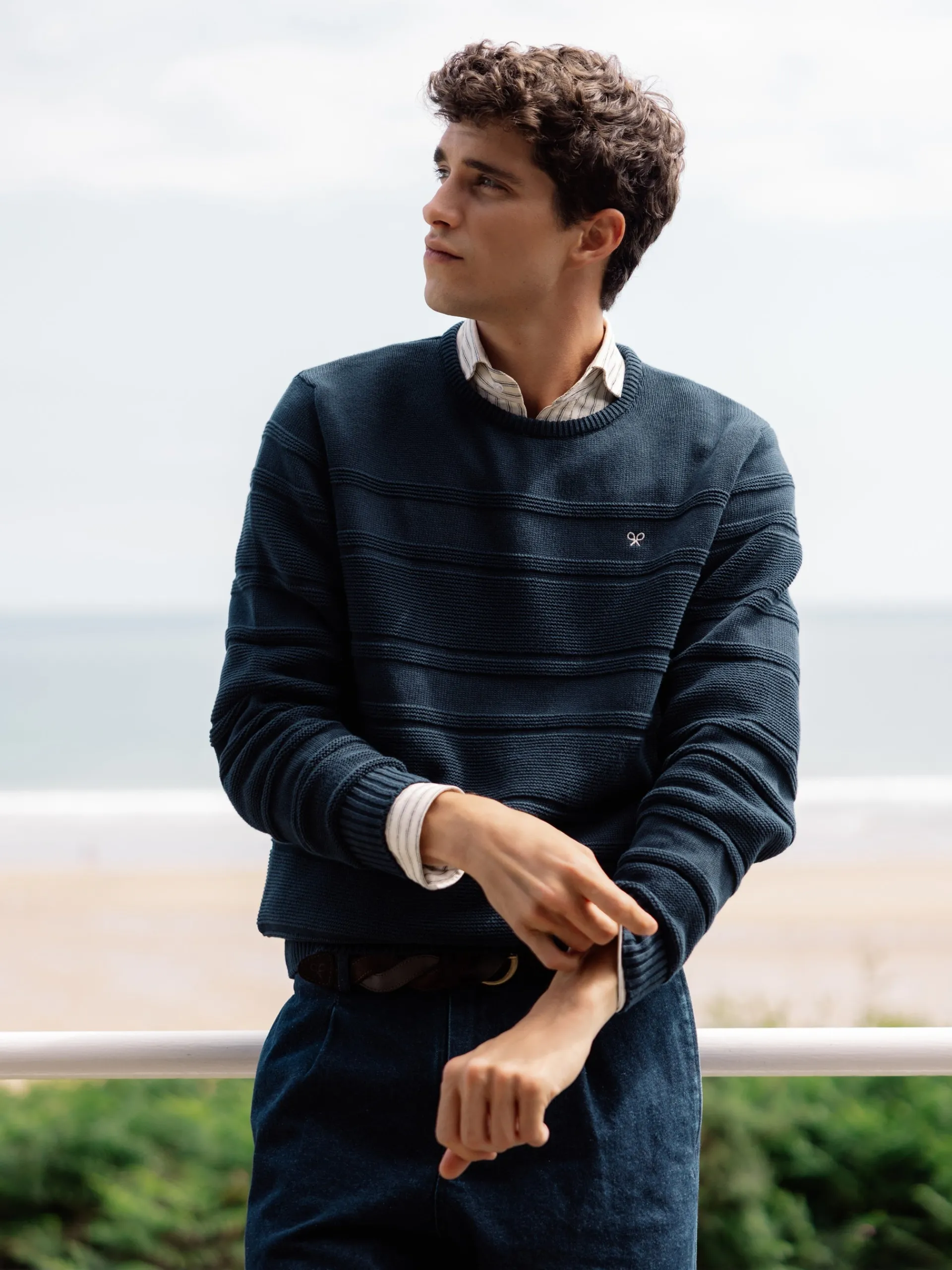 Silbon Smart Casual·Jerséis Y Cárdigan-Jersey trenzado minilogo azul marino Azul marino