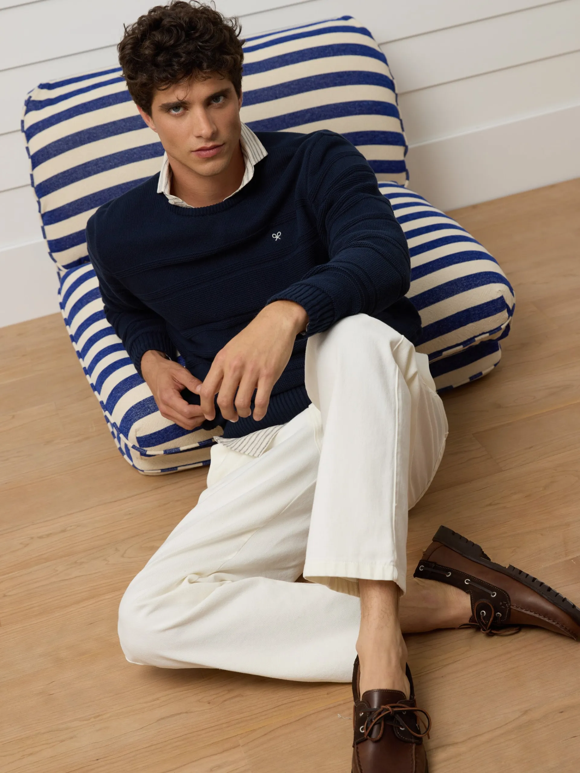 Silbon Smart Casual·Jerséis Y Cárdigan-Jersey trenzado minilogo azul marino Azul marino