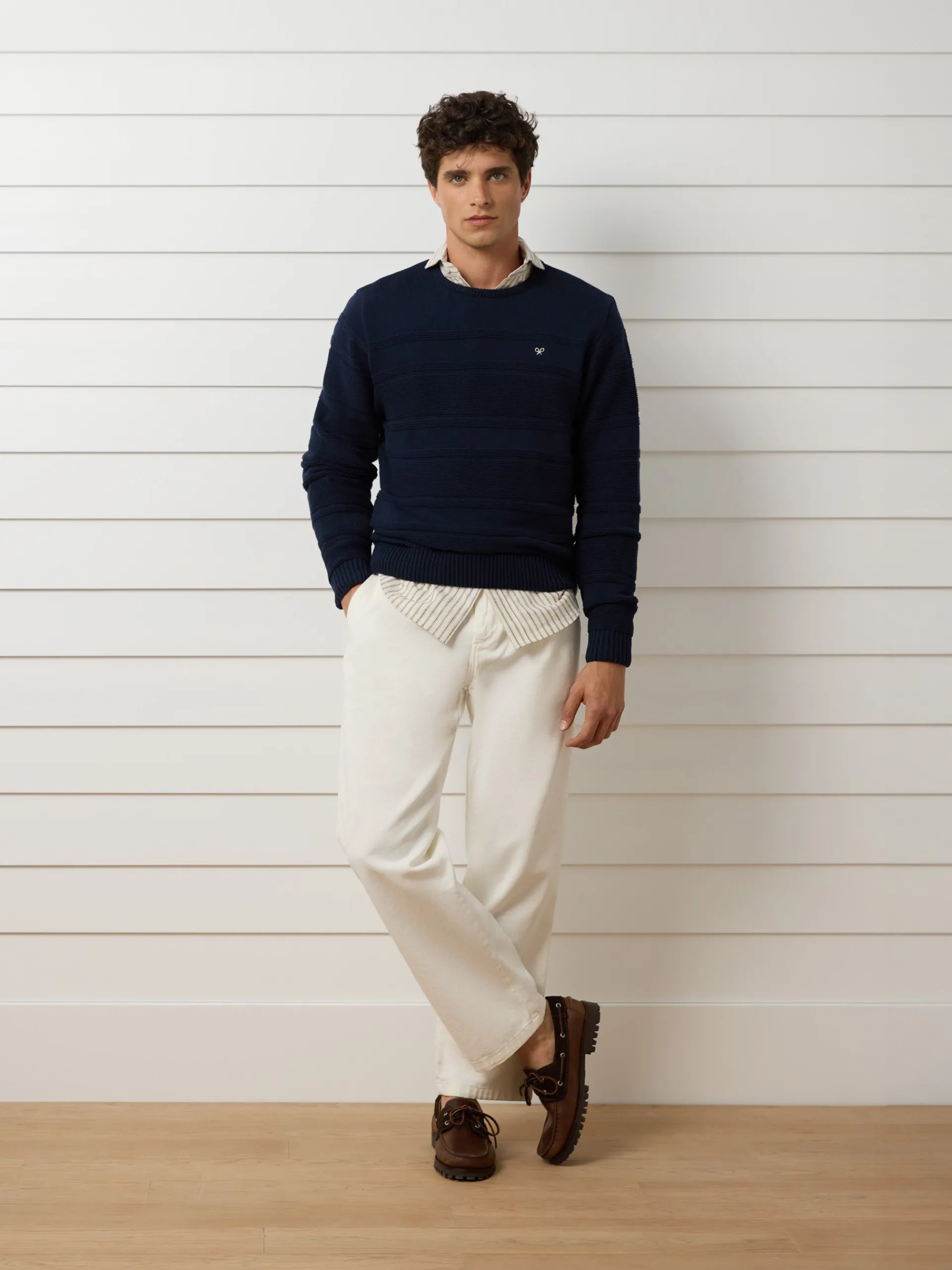 Silbon Smart Casual·Jerséis Y Cárdigan-Jersey trenzado minilogo azul marino Azul marino