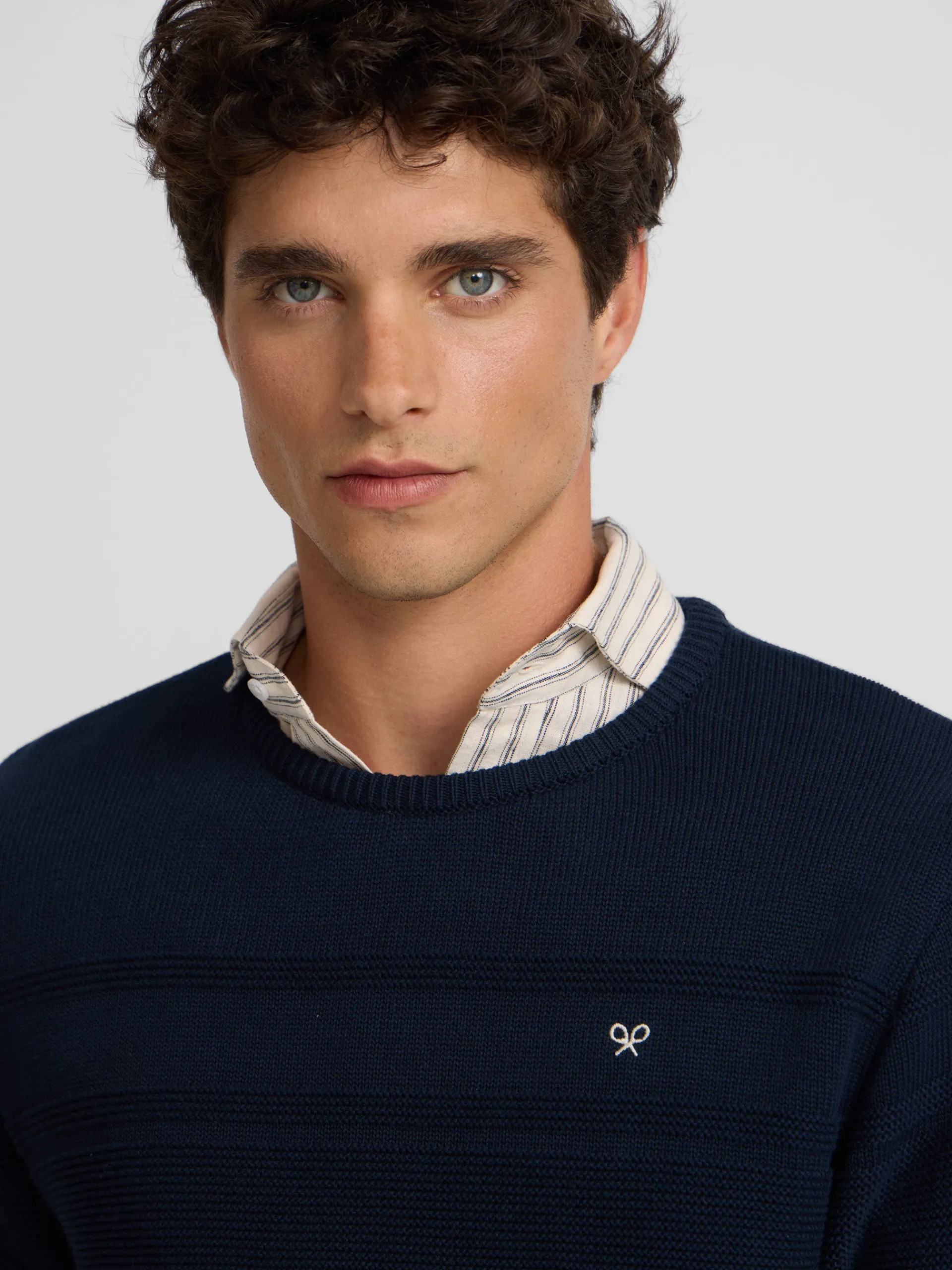 Silbon Smart Casual·Jerséis Y Cárdigan-Jersey trenzado minilogo azul marino Azul marino