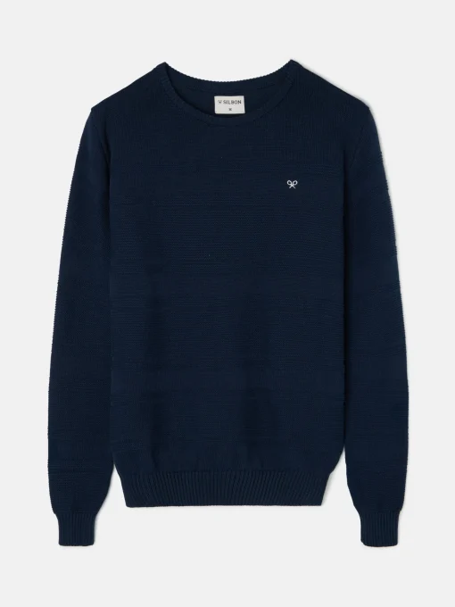 Silbon Smart Casual·Jerséis Y Cárdigan-Jersey trenzado minilogo azul marino Azul marino