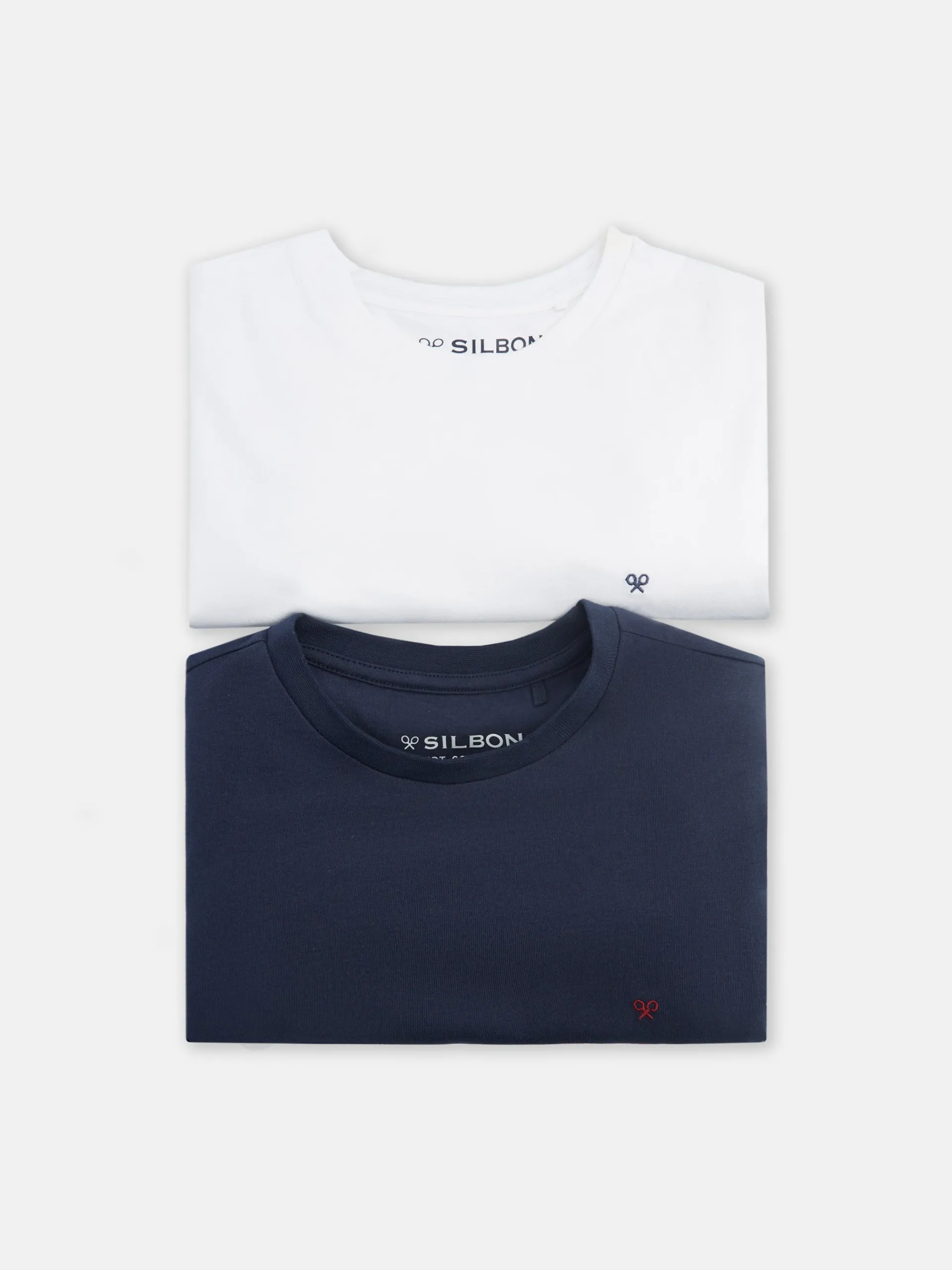 Silbon Smart Casual·Camisetas-Pack 2x camiseta miniraqueta blanca marina Azul marino